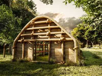 Longhouse wooden structure 3D model