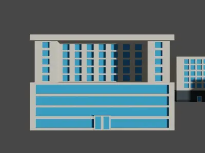 Low poly city game asset Low-poly 3D model