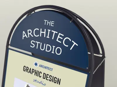 Chalkboard street sign Low-poly 3D model