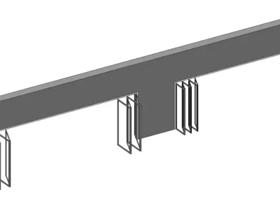 Folding door 8 12 Panels Parametric Revit family 3D model