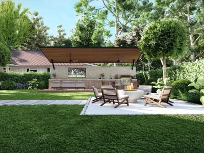 3D Exterior Scene 3D model design garden and landscape 3D  3D model