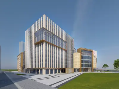 Commercial building Low-poly 3D model