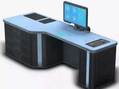 Sci Fi Lab Table Low Poly Low-poly 3D model