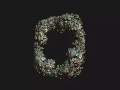 Floral Renaissance Bas-relief Ornate flower art cnc aspire round 3D print model