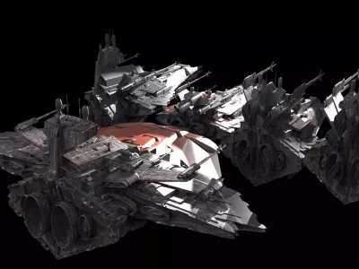 Heavy Space Carrier Ships 7 designs 3D model