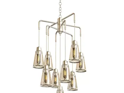 Echo 9 Light Chandelier in Satin Platinum 3D model