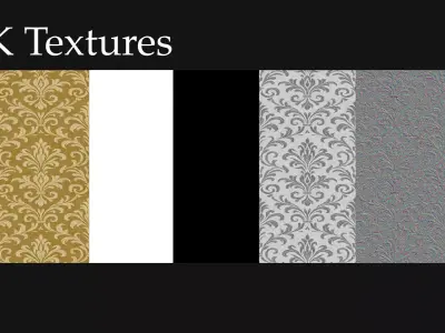 Gold Damask Fabric - Texture Set - 2K and 4K Texture