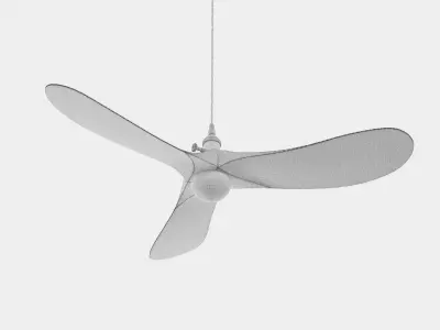 Modern Wooden 3-Blade Ceiling Fan with Light 3D model