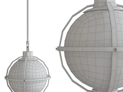 Hull Lamp in Brass with Opal Glass low poly 3d model Low-poly 3D model
