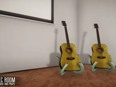 Music room - environment and props Low-poly 3D model