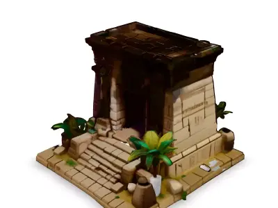Stylized Egyptian Temple Gate 3D Model Low-poly 3D model