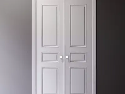 Classic style double white interior door 3D model