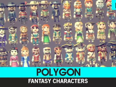 POLYGON MINI - Fantasy Characters Pack Low-poly 3D model