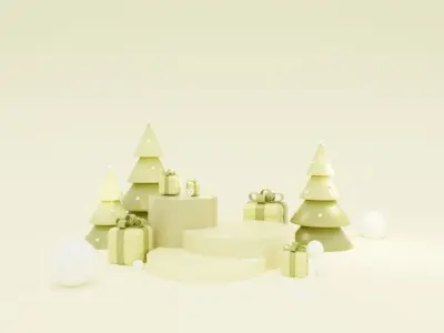 Christmas trees podium for product presentation 3D model
