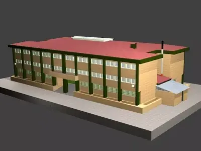 School - Edificio escolar building with roof 3D model