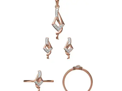 Light wt Ring Earrings Pendant set stl jcd 1-render details  3D print model