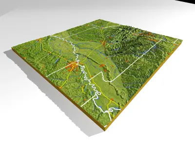 Arkansas High resolution 3D relief maps 3D model