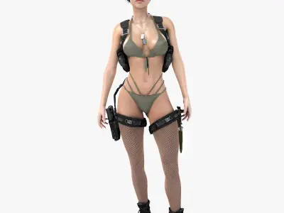 Female Soldier Army Girl Character Julia Low-poly 3D model