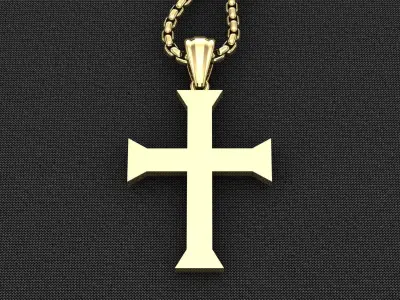 High Cross Pendant Light Gold 18K 3CP075 3D model
