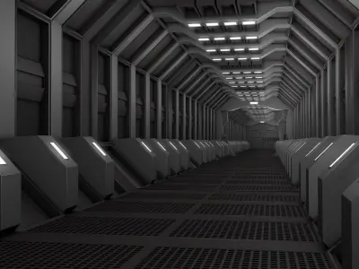 Sci Fi Corridor  3D model 9