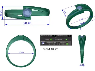Women Ring  Render 3dm STL OBJ FBX Details 3D print model 345