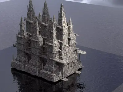 Sci-Fi Towers city block 3D model