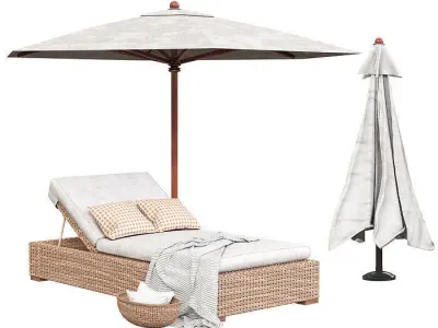 20 Highpoly Parasol  and 13 Highpoly sunbed pack 3D model