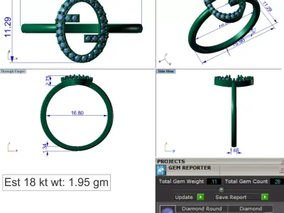 Light Weight Gold Diamond Ring DOC-R8420 3D print model