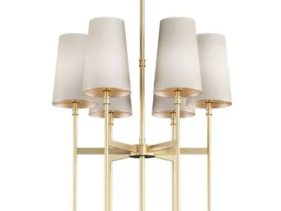 Untitled five light chandelier in brass with shades 3D model