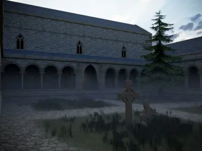 Modular Medieval Church Low-poly 3D model