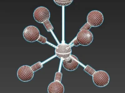 vitaluce-v4336-1-8pl modern chandelier with six light bulbs 3D model