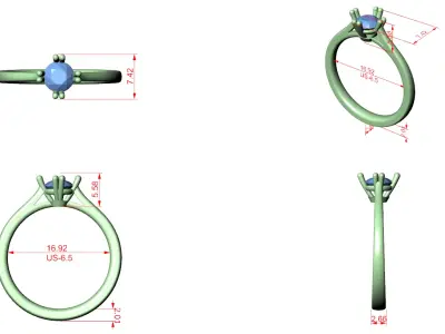 Classic Round Solitaire Ring CAD Model  3D print model