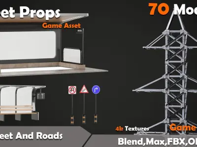 Street Props Game Asset Low-poly 3D model