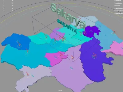 Sakarya  Marmara Region  Turkey map region geography political 3D model