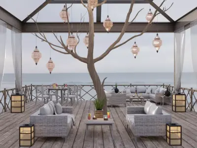 Beach Terrace Blender Scene - DAY 3D model