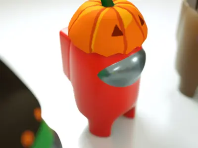 among us characters and hats pack Low-poly 3D model