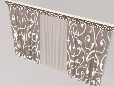 Model curtains and tulle Low-poly 3D model