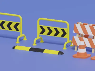 Cartoon Street Elements 3D model