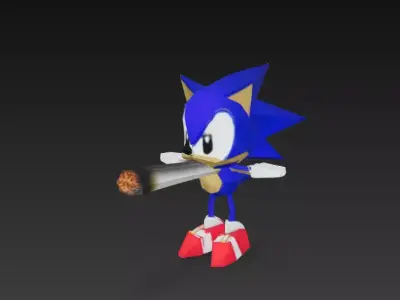 dibujo animado erizo azul personaje meme 3D print model