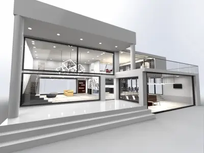 modern house exterior interior design 3D model