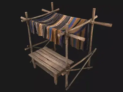 Market Stalls Carpet Tent Low-poly 3D model