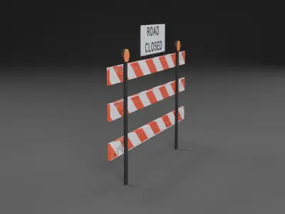 Road Closed Barrier  Destructible Low Poly 3D Model Low-poly 3D model
