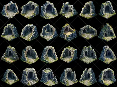 157 Transparent Fantasy Cave Game Assets Texture