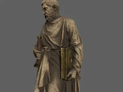 Old Man Statue Low-poly 3D model 17