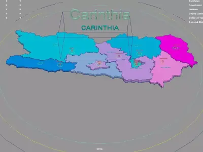 Carinthia  Austria map region geography political geographic 3D model