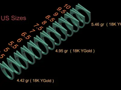 alphabet ring letter V 3D print model
