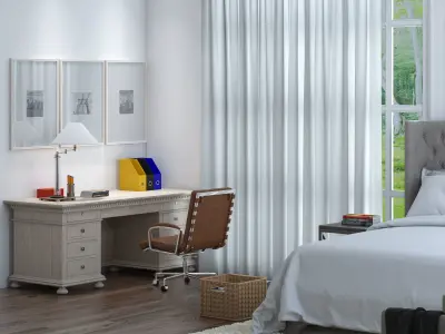 Interior Bedroom Scene 01 Low-poly 3D model