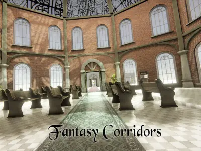 Fantasy Corridors Low-poly 3D model