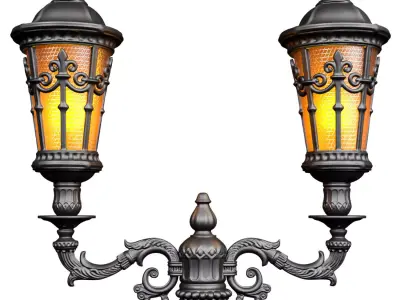 Outdoor classic street lamp light Lantern Lamppost streetlight 3D model