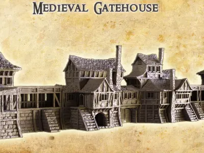 Medieval Gatehouse Tabletop Terrain 28 MM 3D print model
